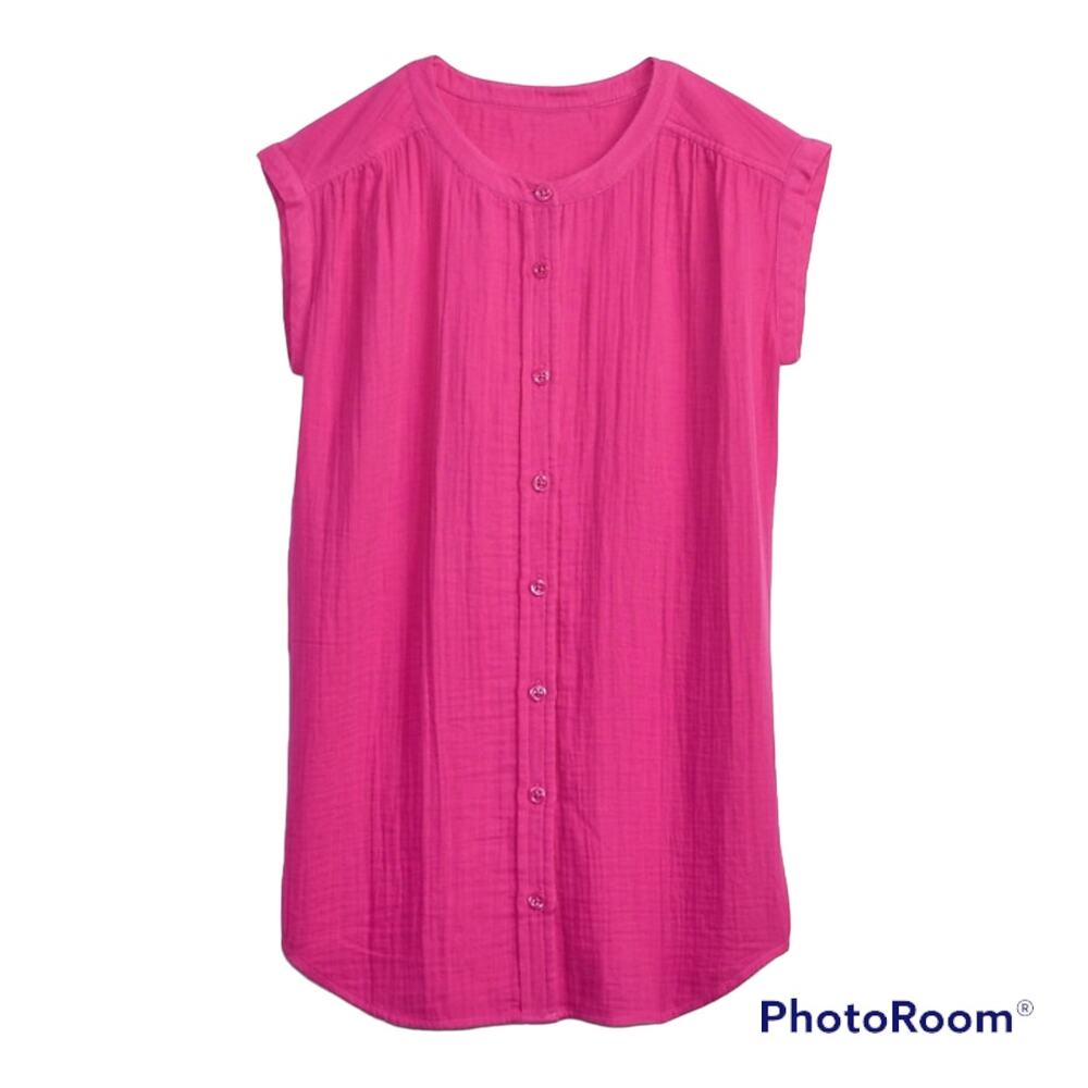 NWT GAP Kids Crinkle Supersoft Cotton Gauze Tunic Dress Phoebe Hot Pink XS 4-5